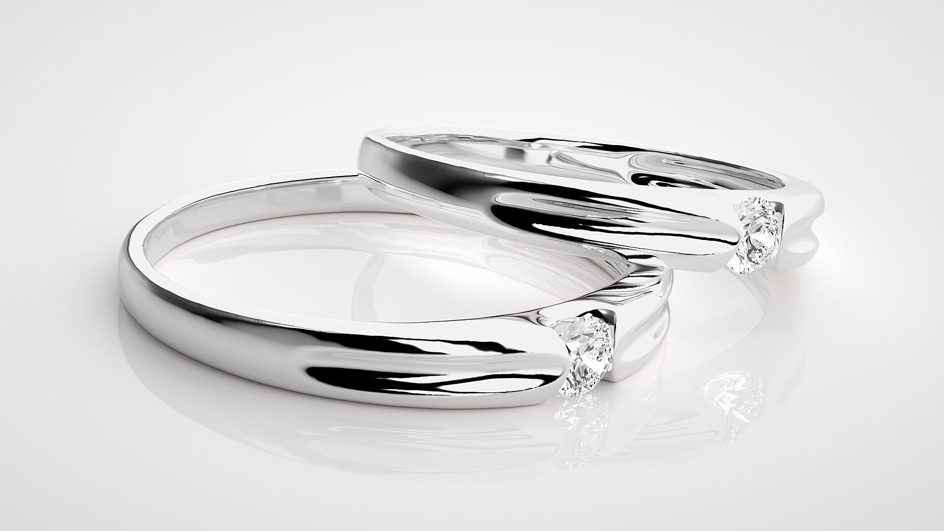 Solitaire Couple Band Ring 3dm stl render detail  3D print model_6