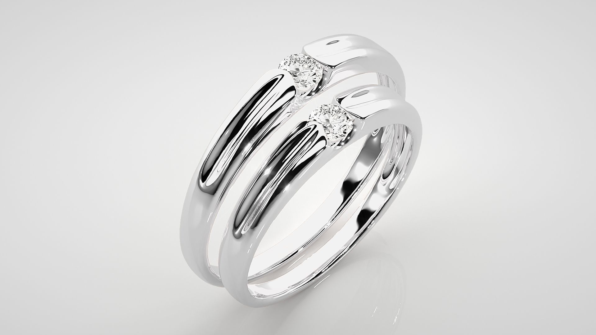 Solitaire Couple Band Ring 3dm stl render detail  3D print model_8
