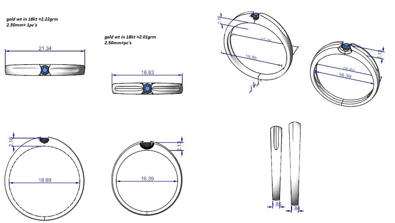 Solitaire Couple Band Ring 3dm stl render detail  3D print model_3