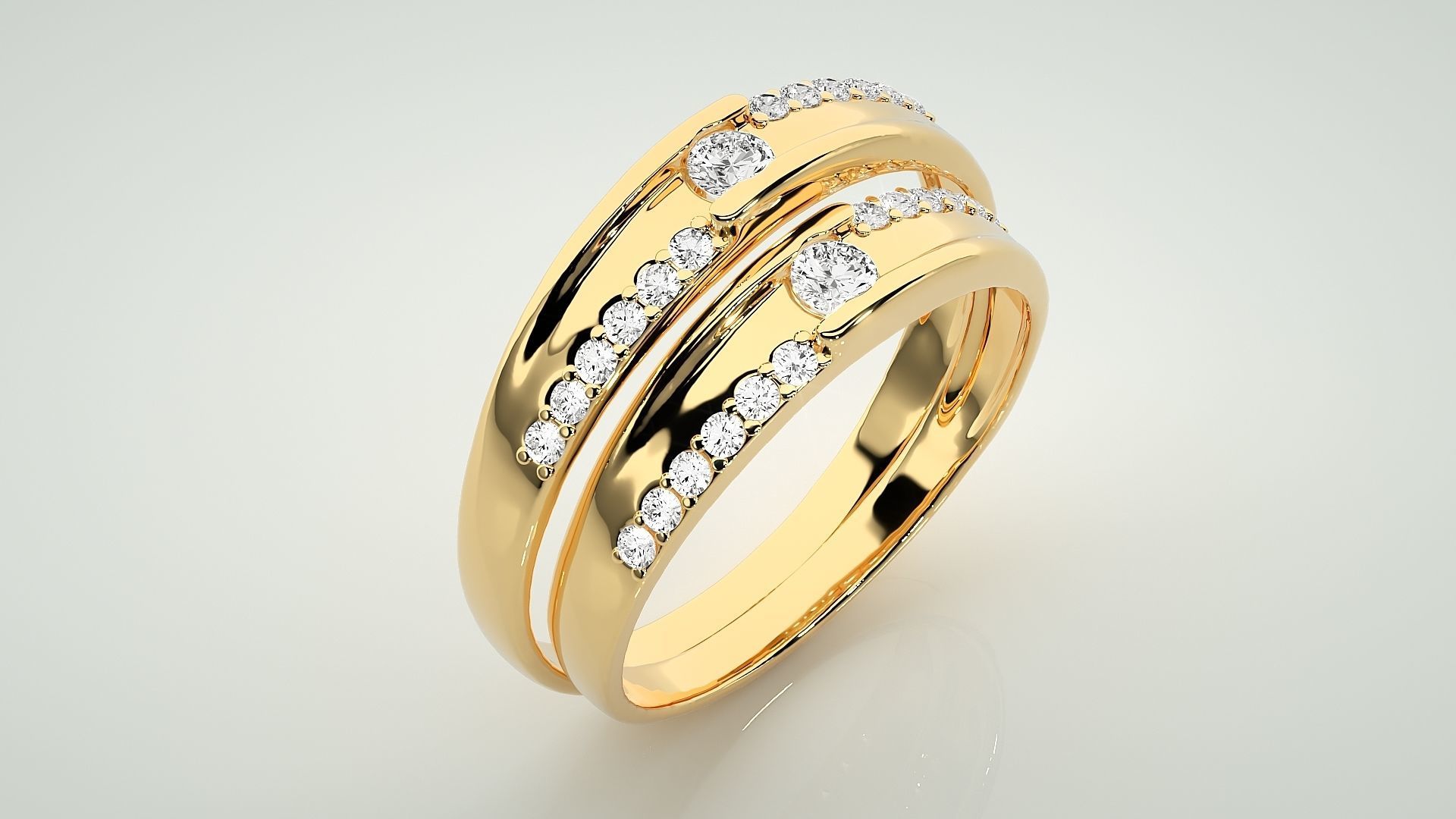 Solitaire Couple Band Ring 3dm stl render detail  3D print model_12