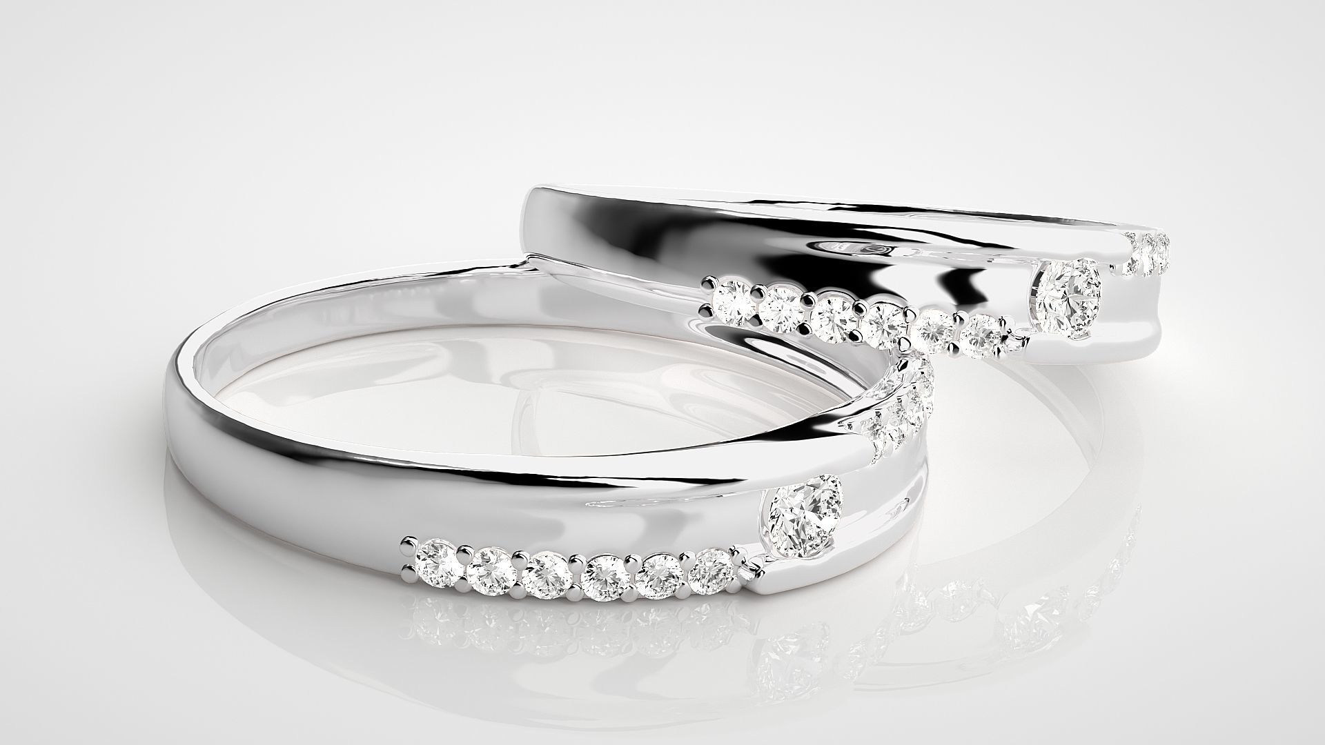 Solitaire Couple Band Ring 3dm stl render detail  3D print model_6