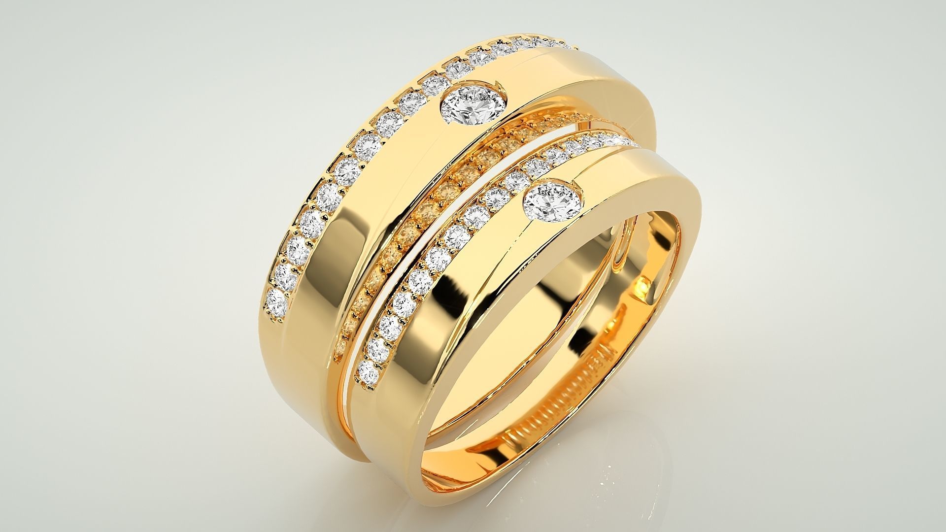 Solitaire Couple Band Ring 3dm stl render detail 3D print model_12