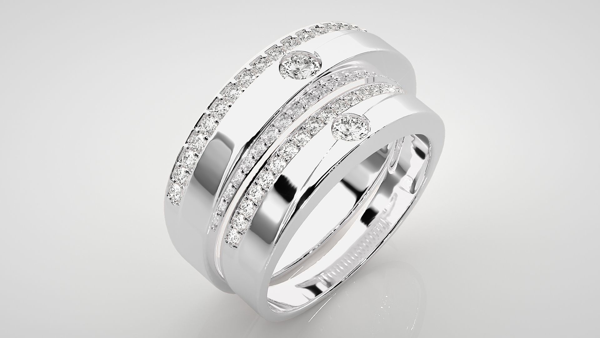 Solitaire Couple Band Ring 3dm stl render detail 3D print model_8