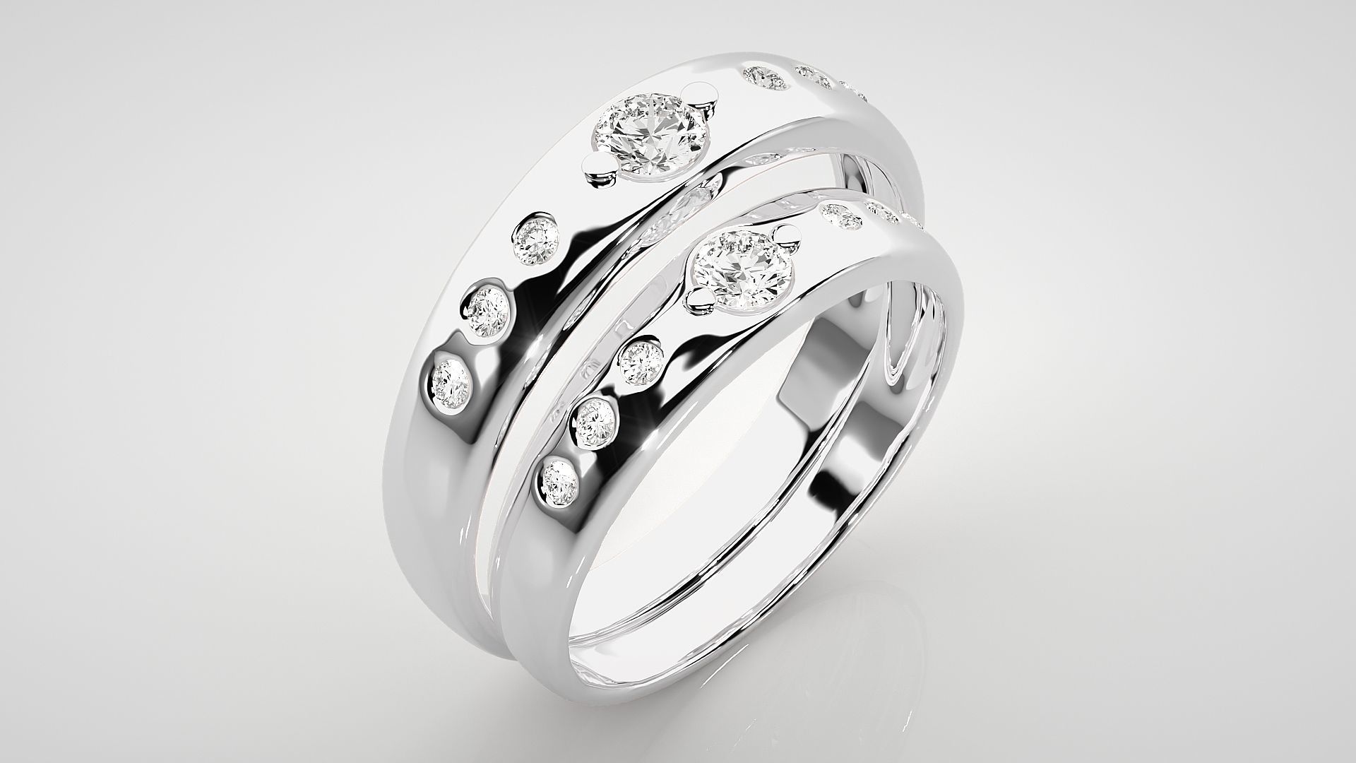 Solitaire Couple Band Ring 3dm stl render detail  3D print model_8