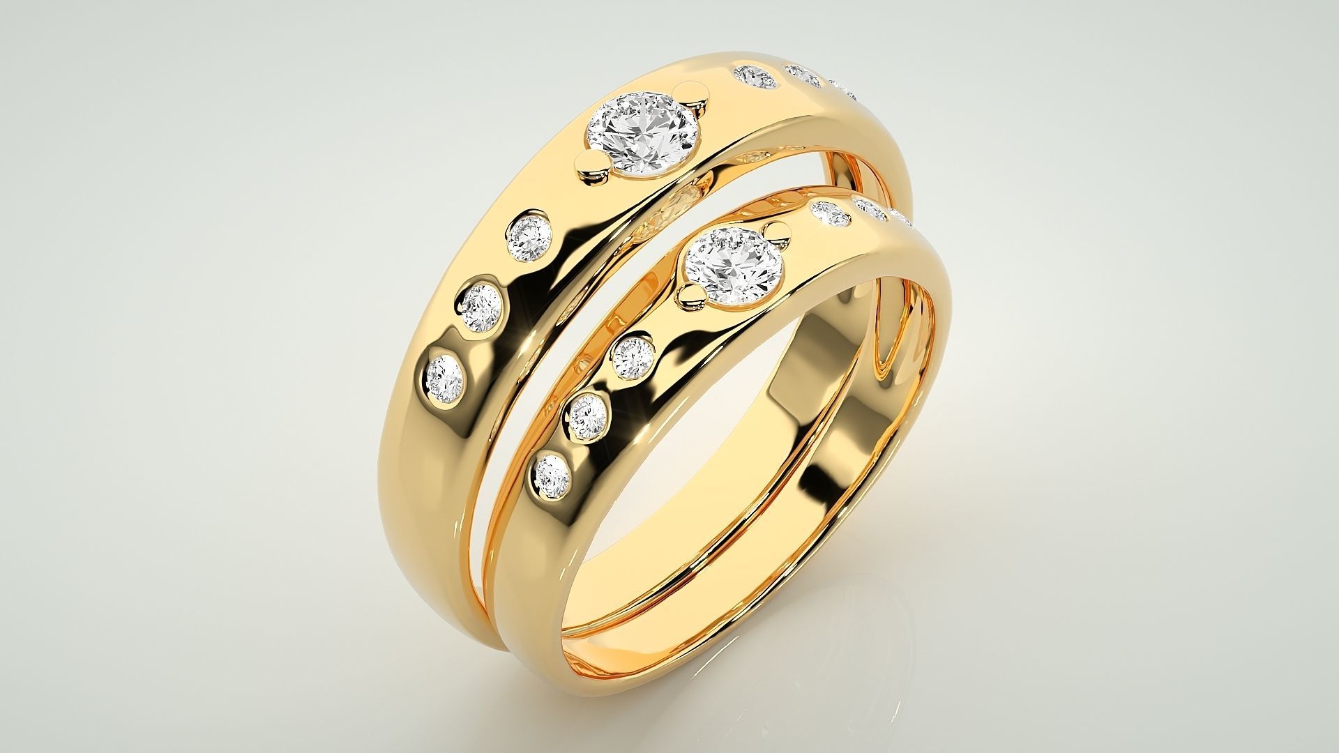 Solitaire Couple Band Ring 3dm stl render detail  3D print model_12