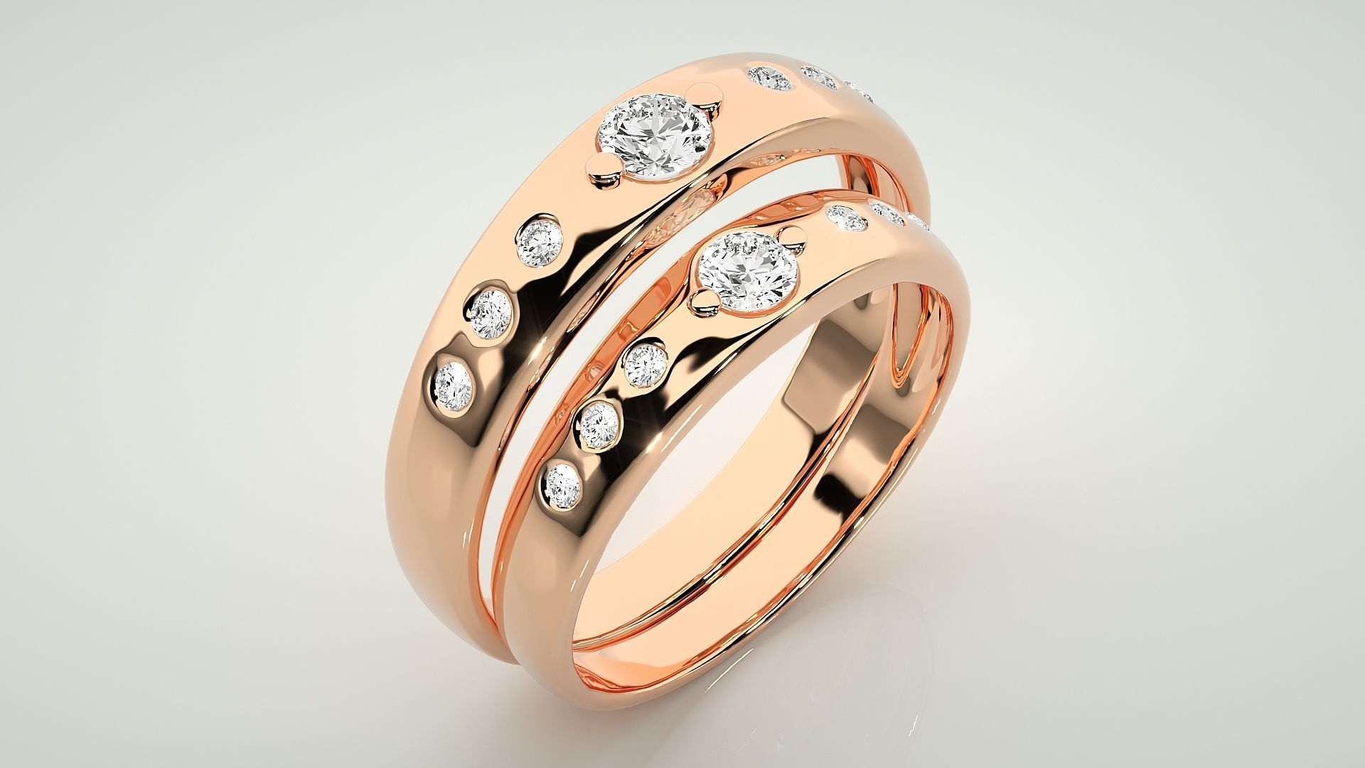 Solitaire Couple Band Ring 3dm stl render detail  3D print model_4