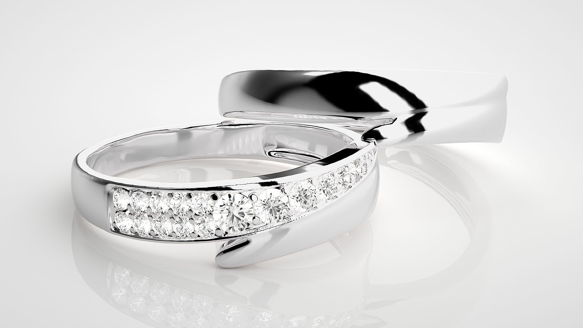 Couple Band Ring 3dm stl render detail  3D print model_6