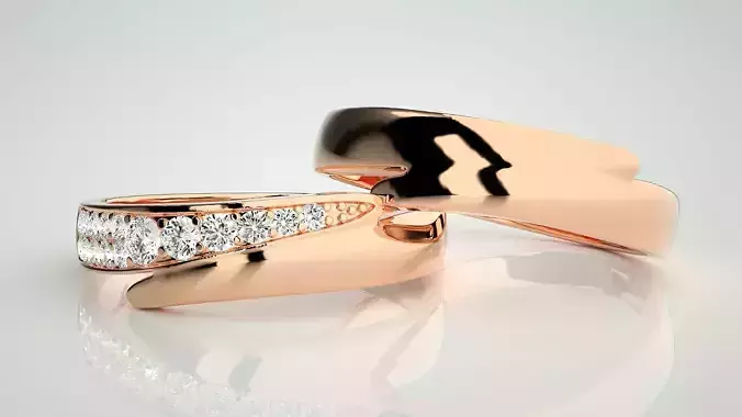 Couple Band Ring 3dm stl render detail  3D print model
