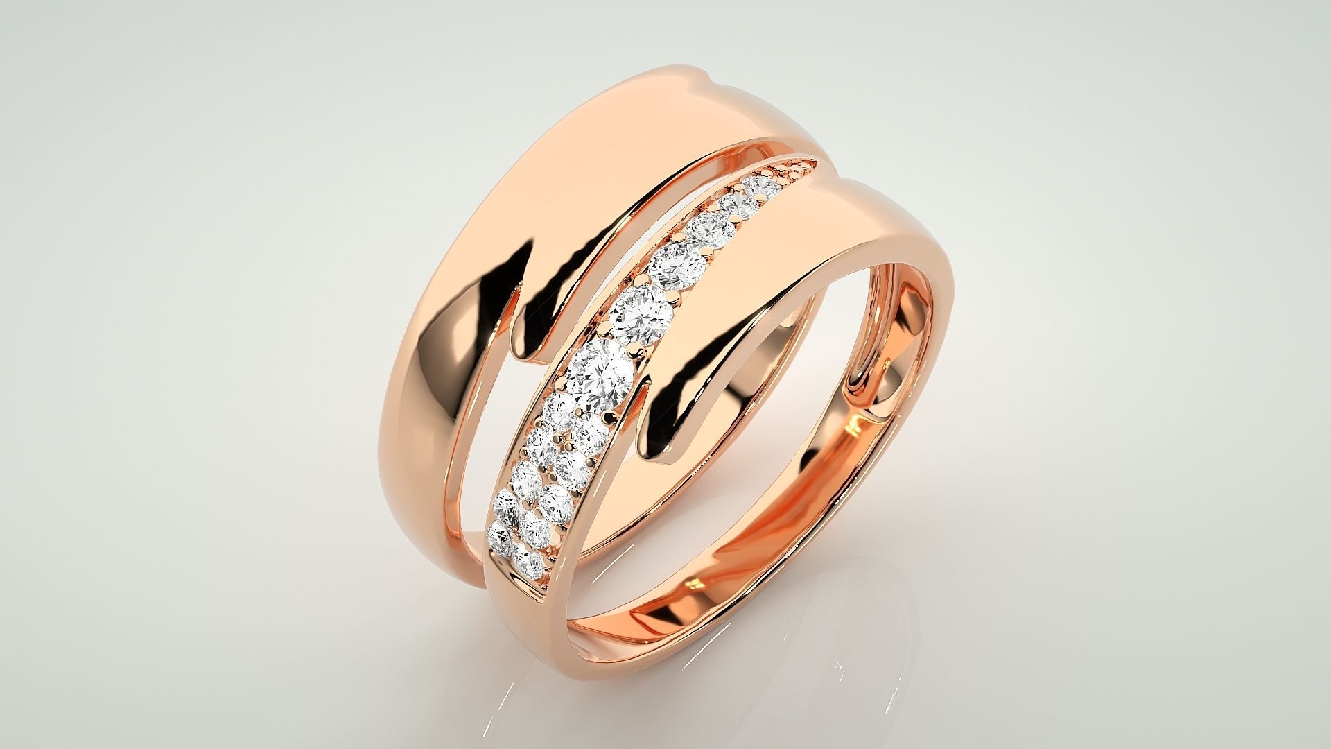 Couple Band Ring 3dm stl render detail  3D print model_4