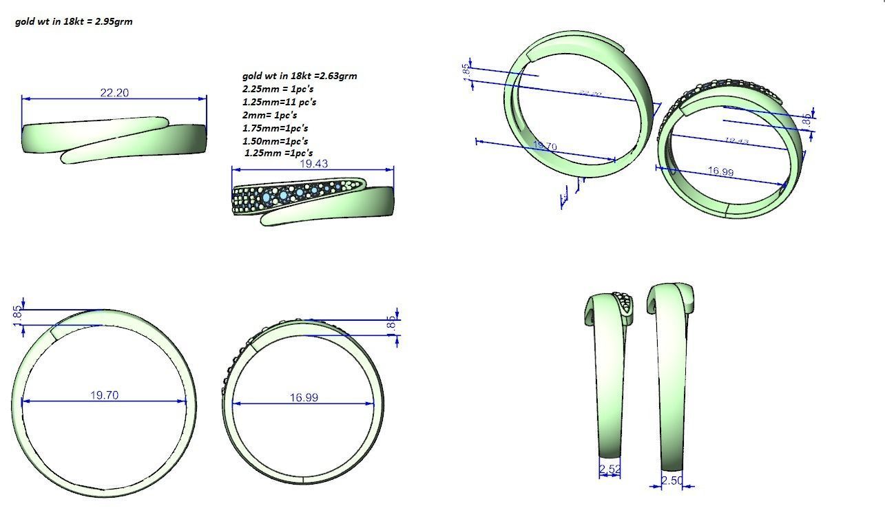 Couple Band Ring 3dm stl render detail  3D print model_3