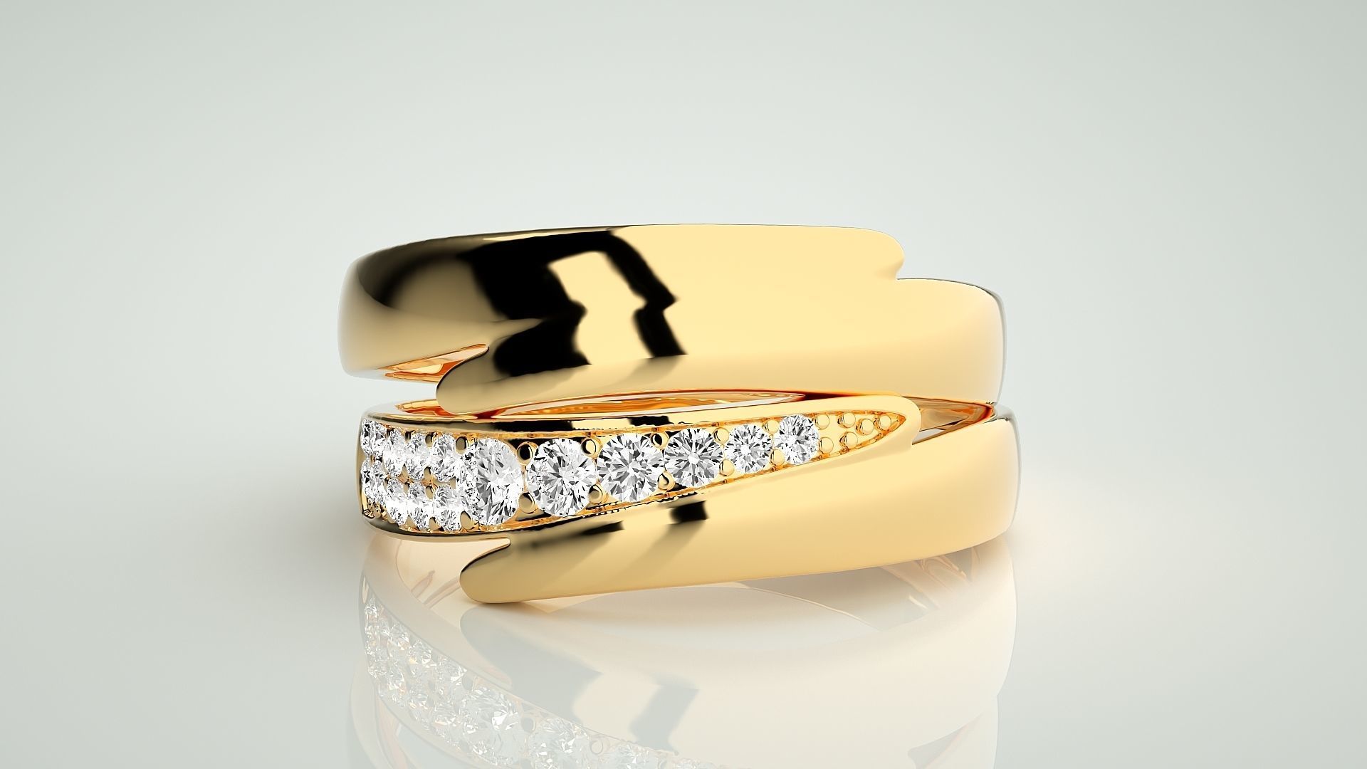 Couple Band Ring 3dm stl render detail  3D print model_11