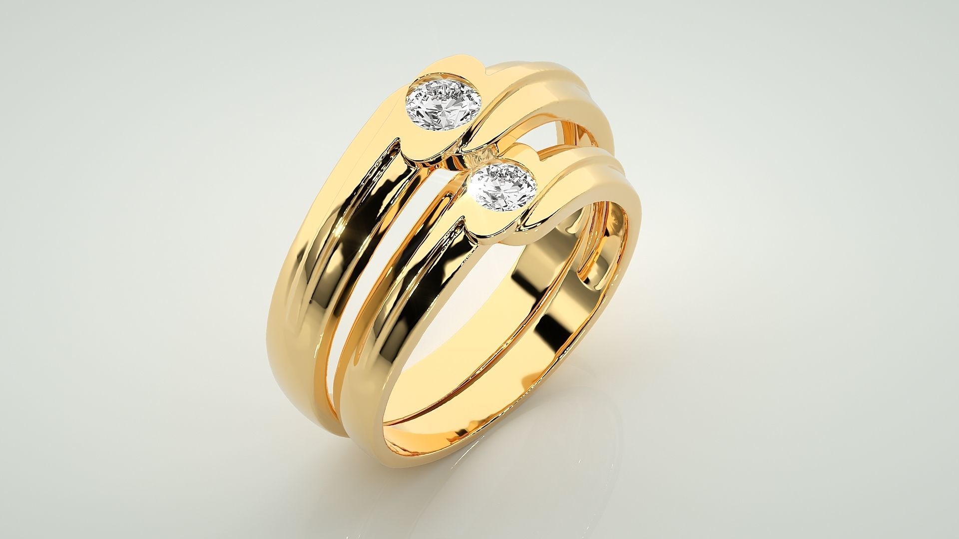 Solitaire Couple Band Ring 3dm stl render detail 3D print model_12