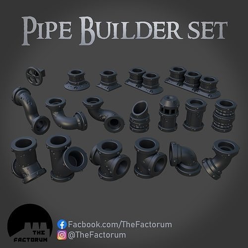 Modular Pipe Creation Set Pre-Supported 3D print model