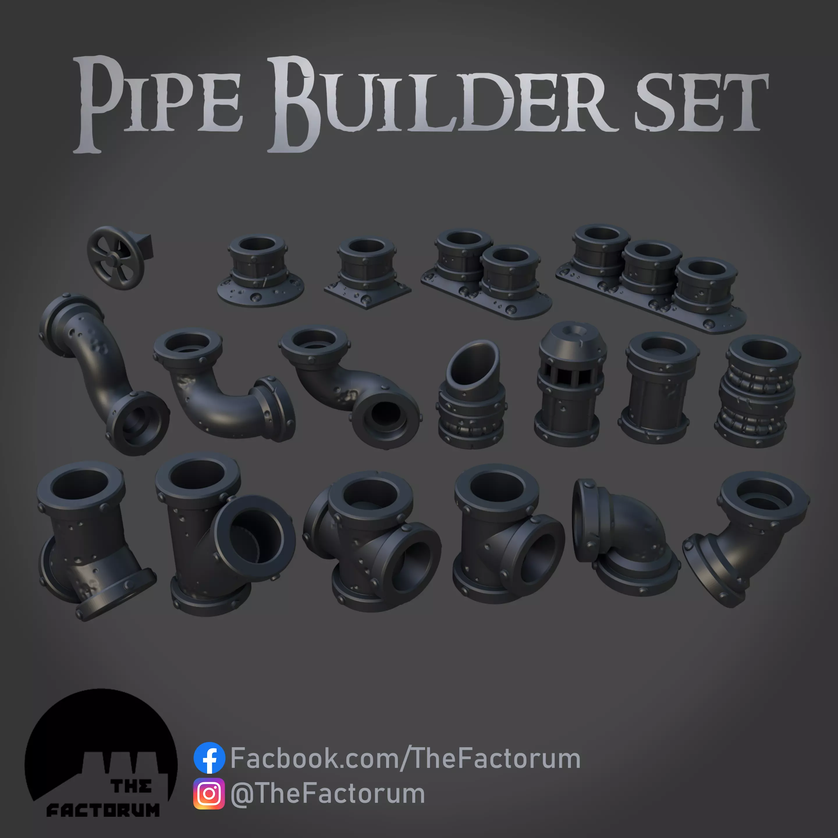 Modular Pipe Creation Set Pre-Supported 3D print model_0