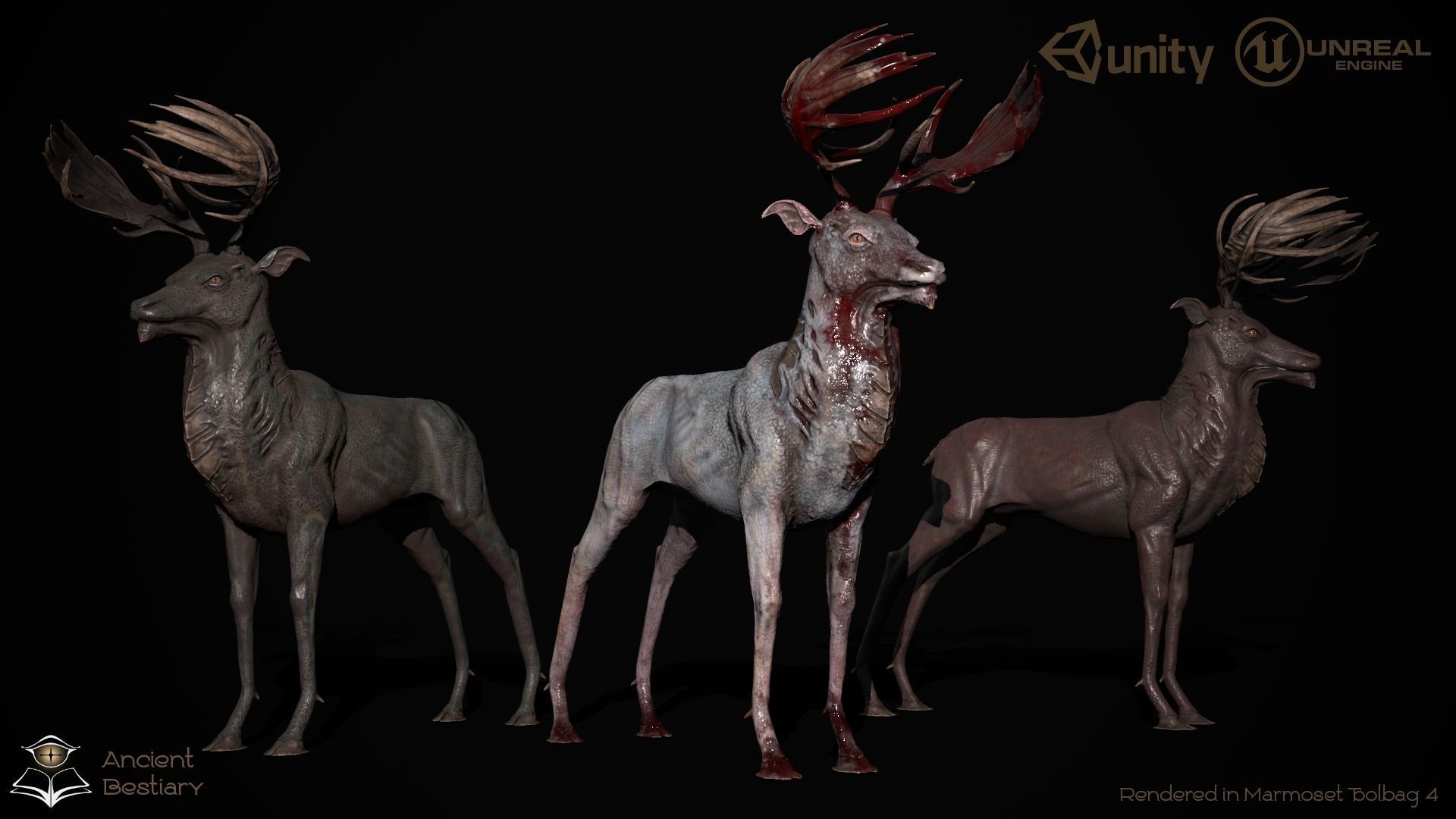 Fantasy Deer Low-poly 3D model_2