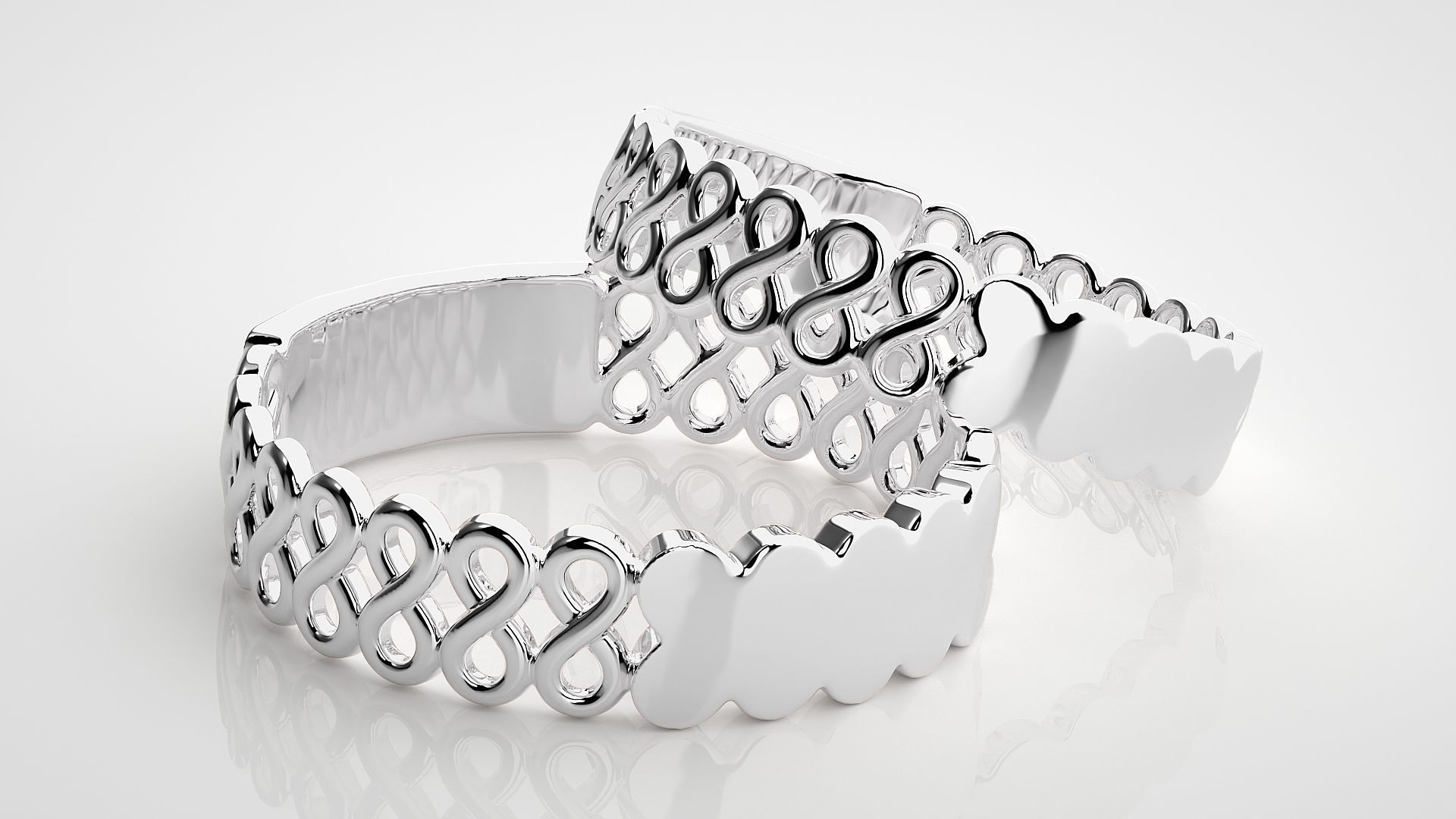 Cuban Couple Band Ring 3dm stl render detail  3D print model_6