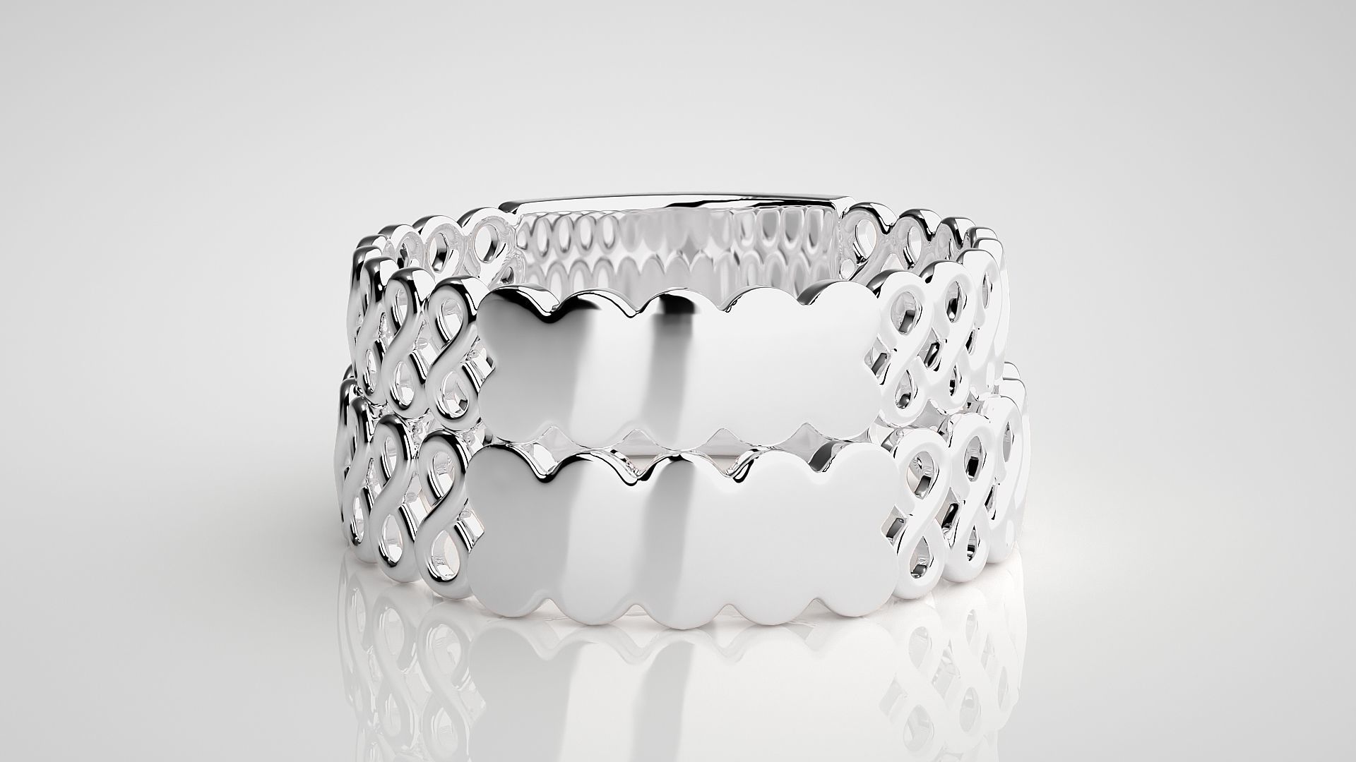 Cuban Couple Band Ring 3dm stl render detail  3D print model_7