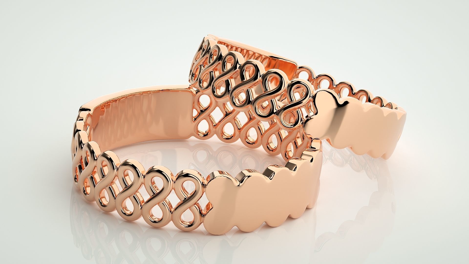 Cuban Couple Band Ring 3dm stl render detail  3D print model_1