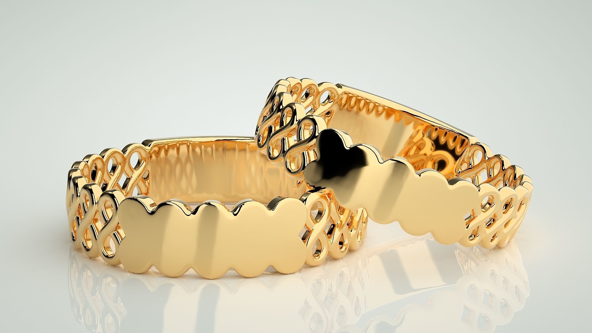 Cuban Couple Band Ring 3dm stl render detail  3D print model_9