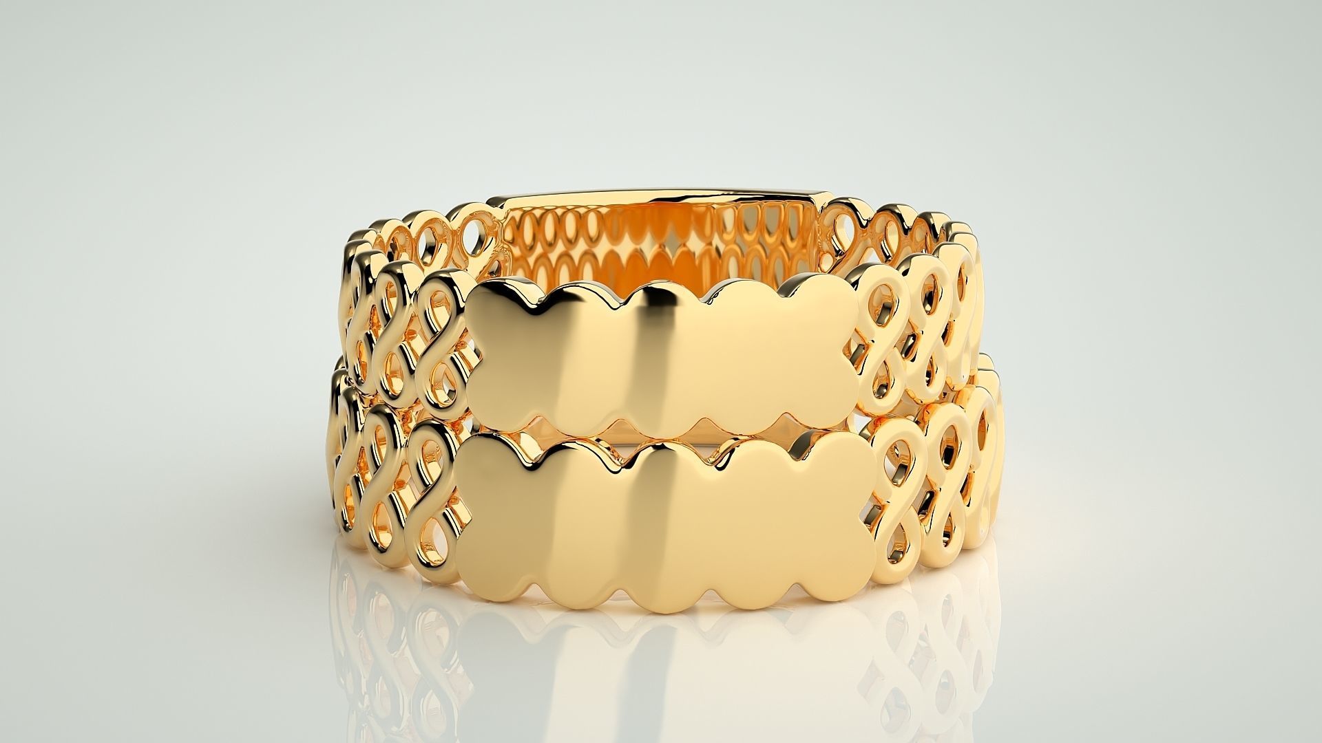 Cuban Couple Band Ring 3dm stl render detail  3D print model_11