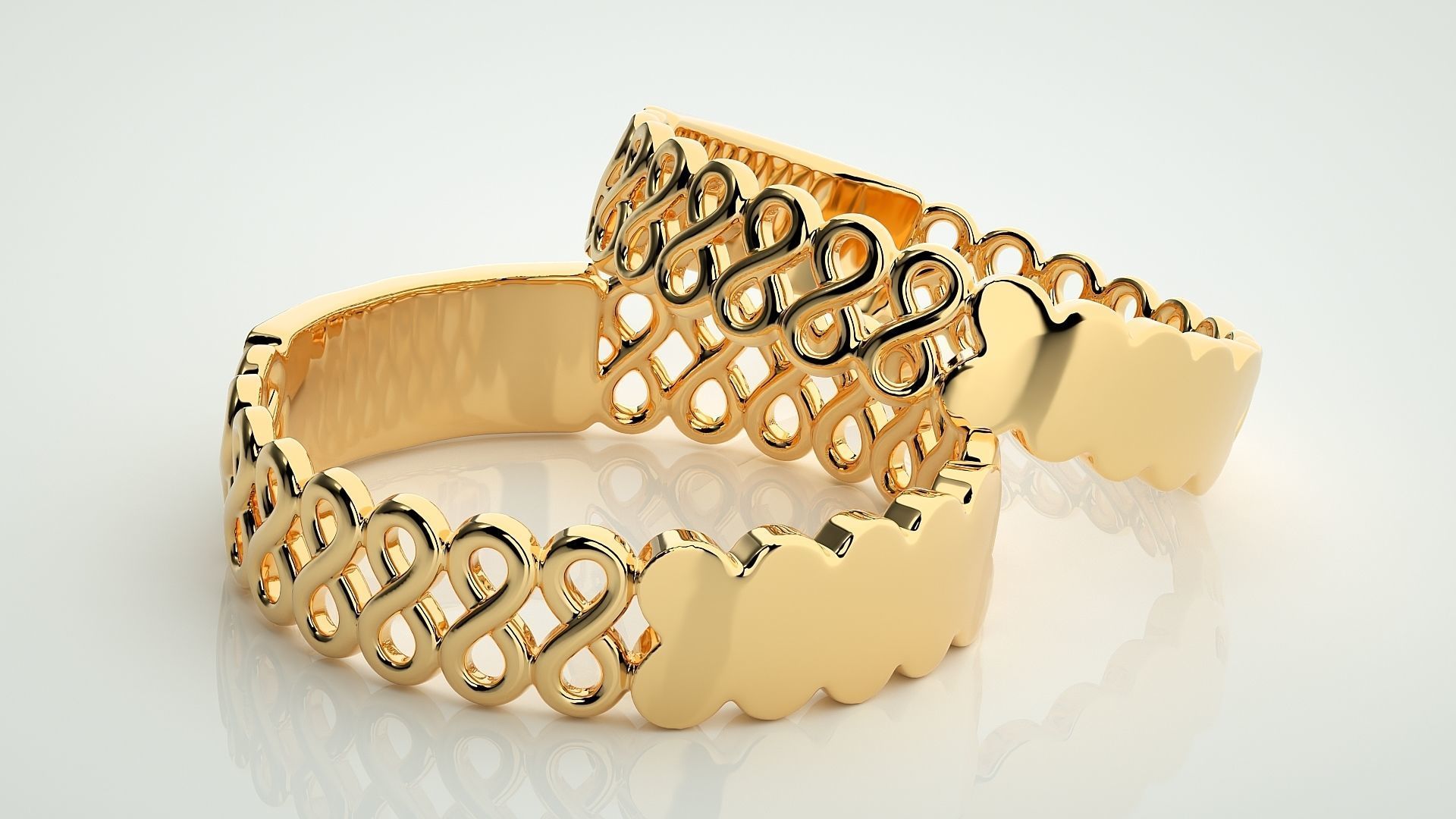 Cuban Couple Band Ring 3dm stl render detail  3D print model_10