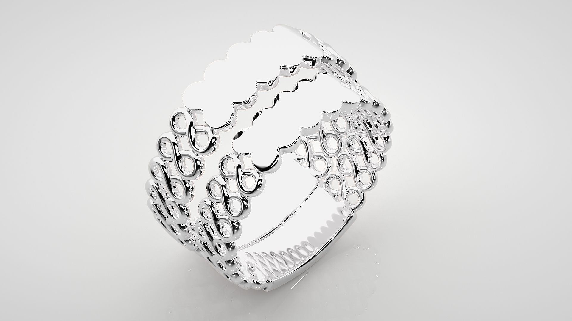 Cuban Couple Band Ring 3dm stl render detail  3D print model_8