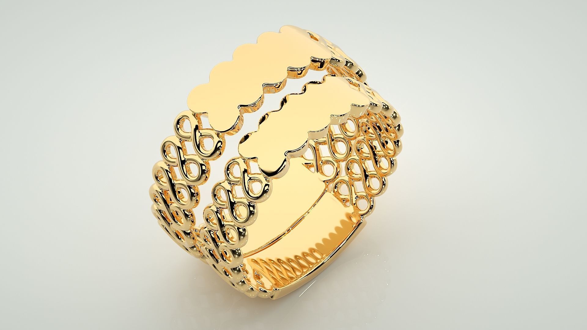 Cuban Couple Band Ring 3dm stl render detail  3D print model_12