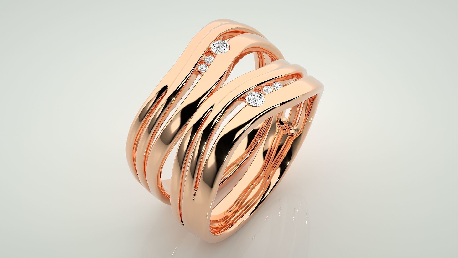Italian Solitaire Couple Band Ring 3dm stl render detail  3D print model_4