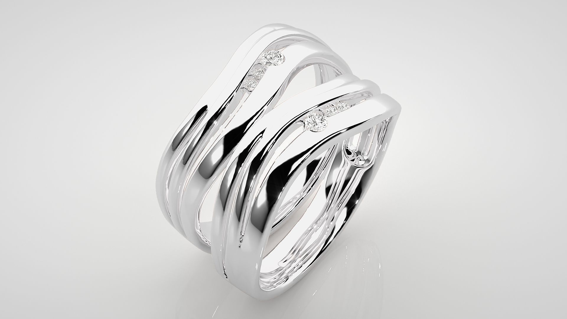 Italian Solitaire Couple Band Ring 3dm stl render detail  3D print model_8
