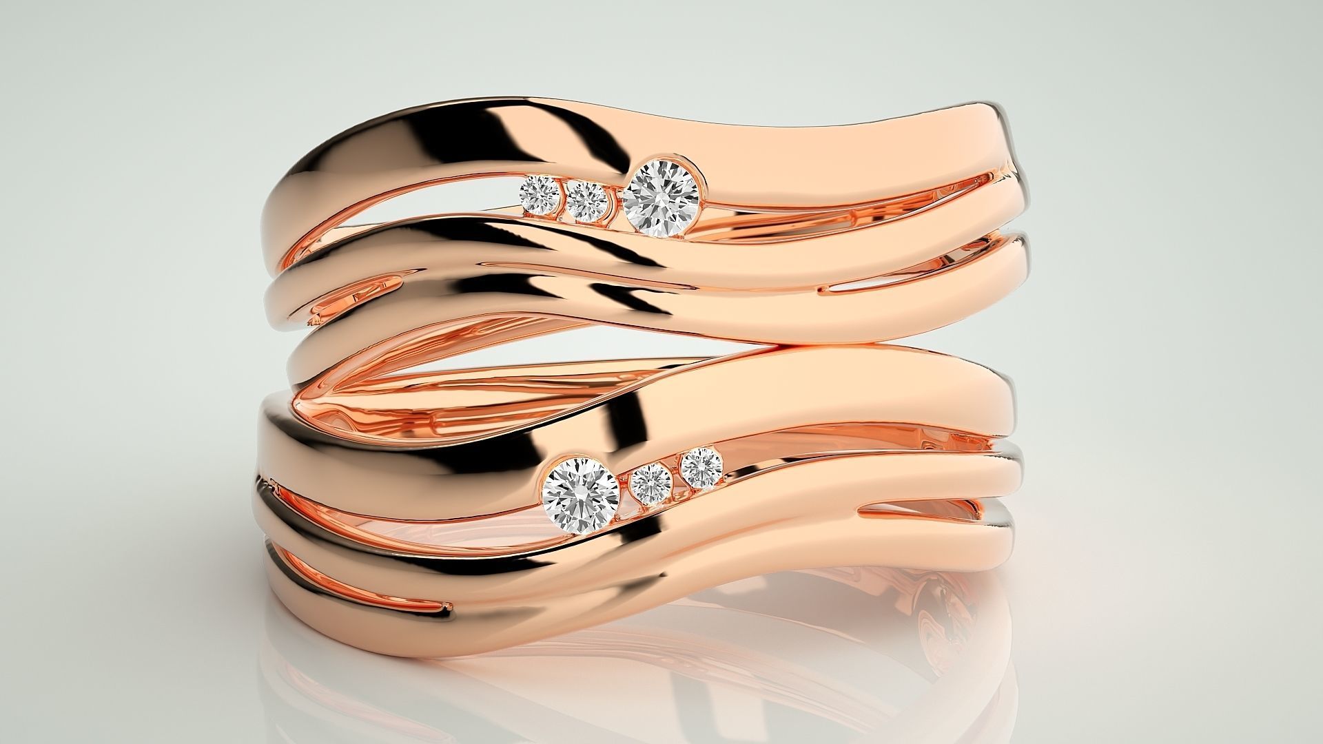 Italian Solitaire Couple Band Ring 3dm stl render detail  3D print model_2