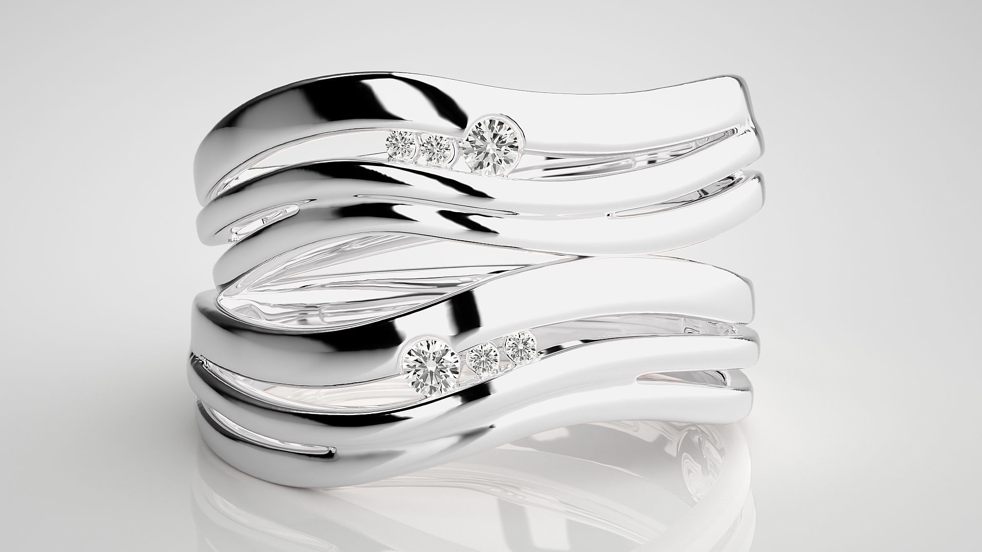Italian Solitaire Couple Band Ring 3dm stl render detail  3D print model_7