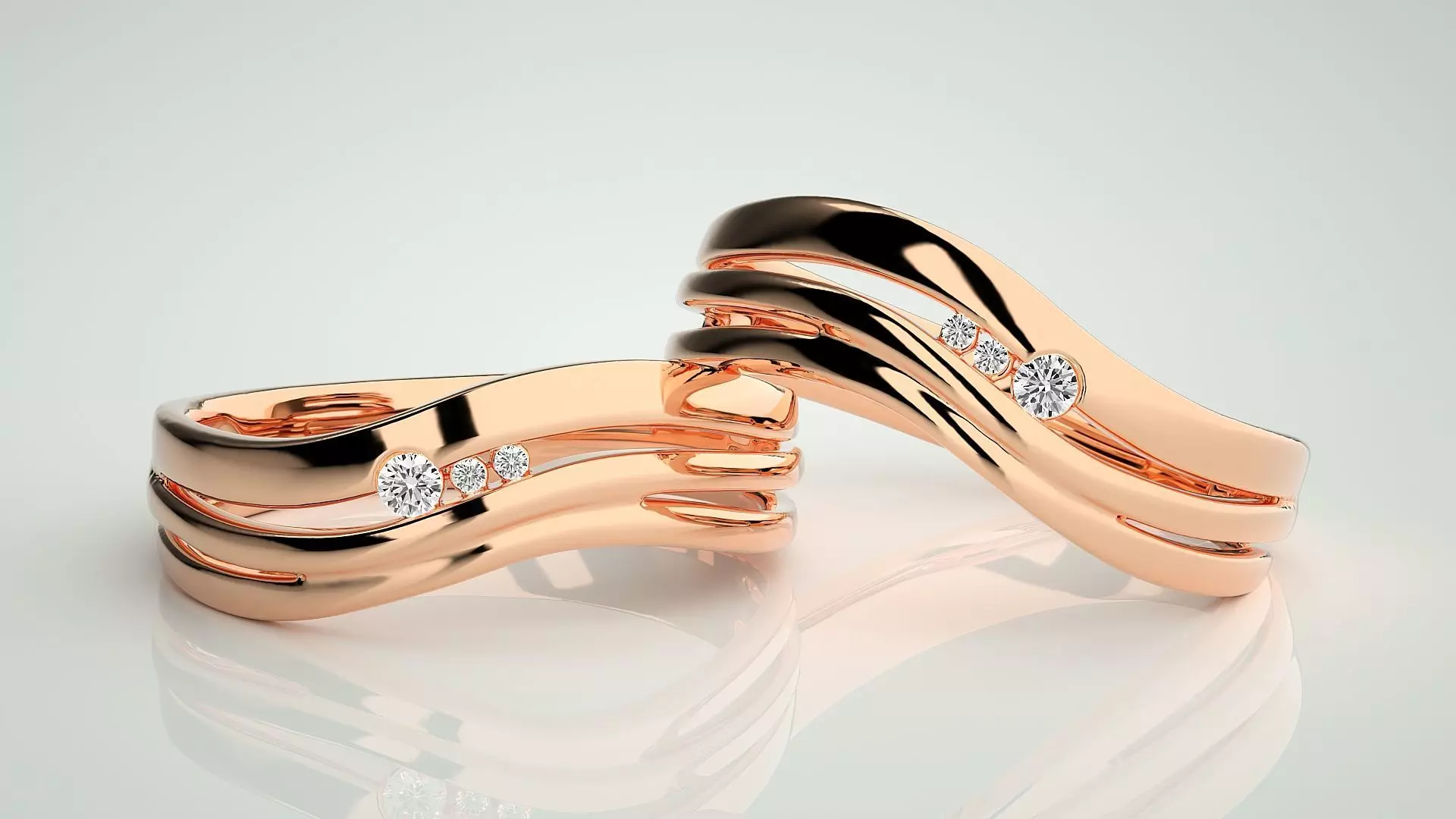 Italian Solitaire Couple Band Ring 3dm stl render detail  3D print model_0