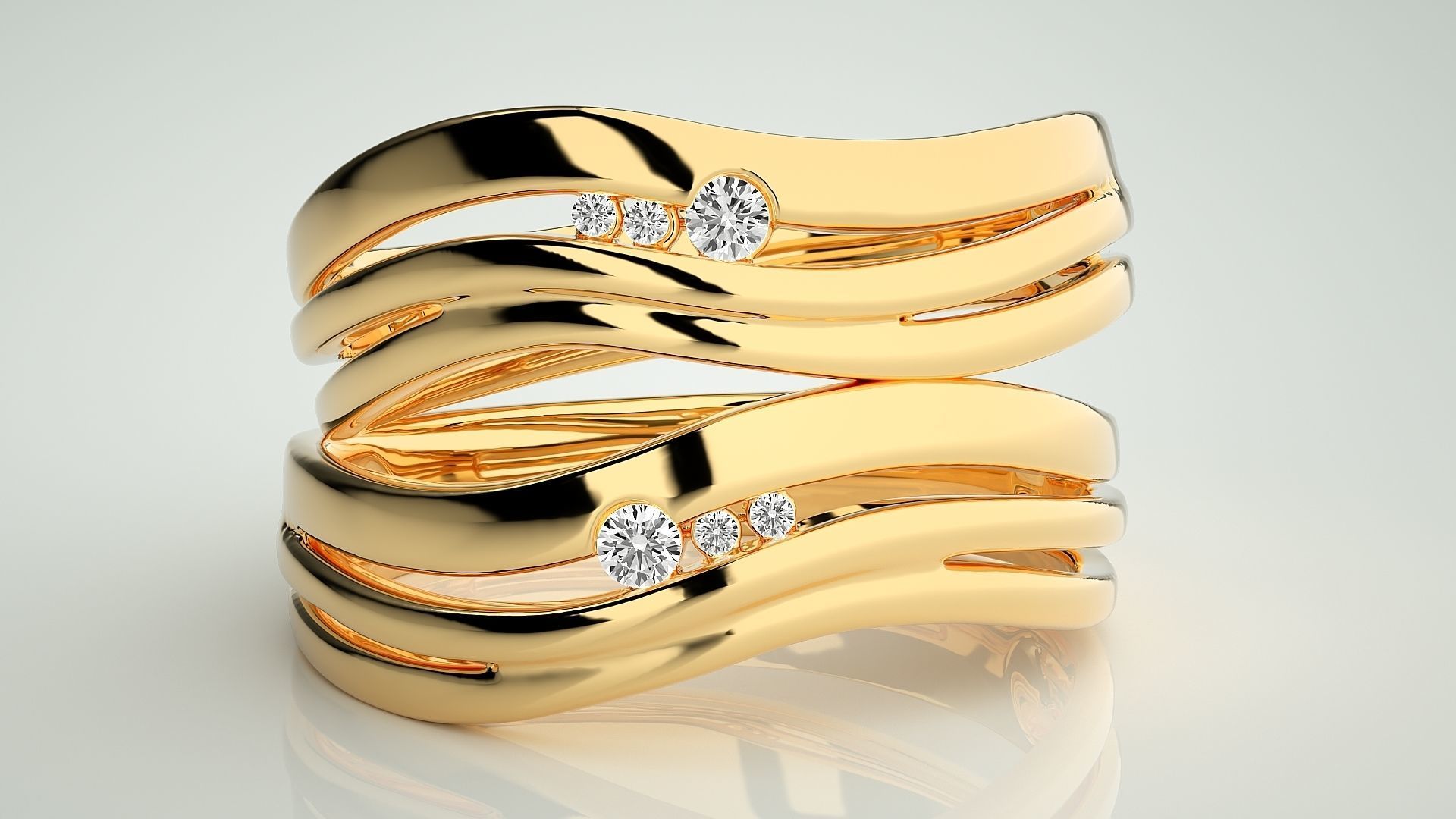 Italian Solitaire Couple Band Ring 3dm stl render detail  3D print model_11