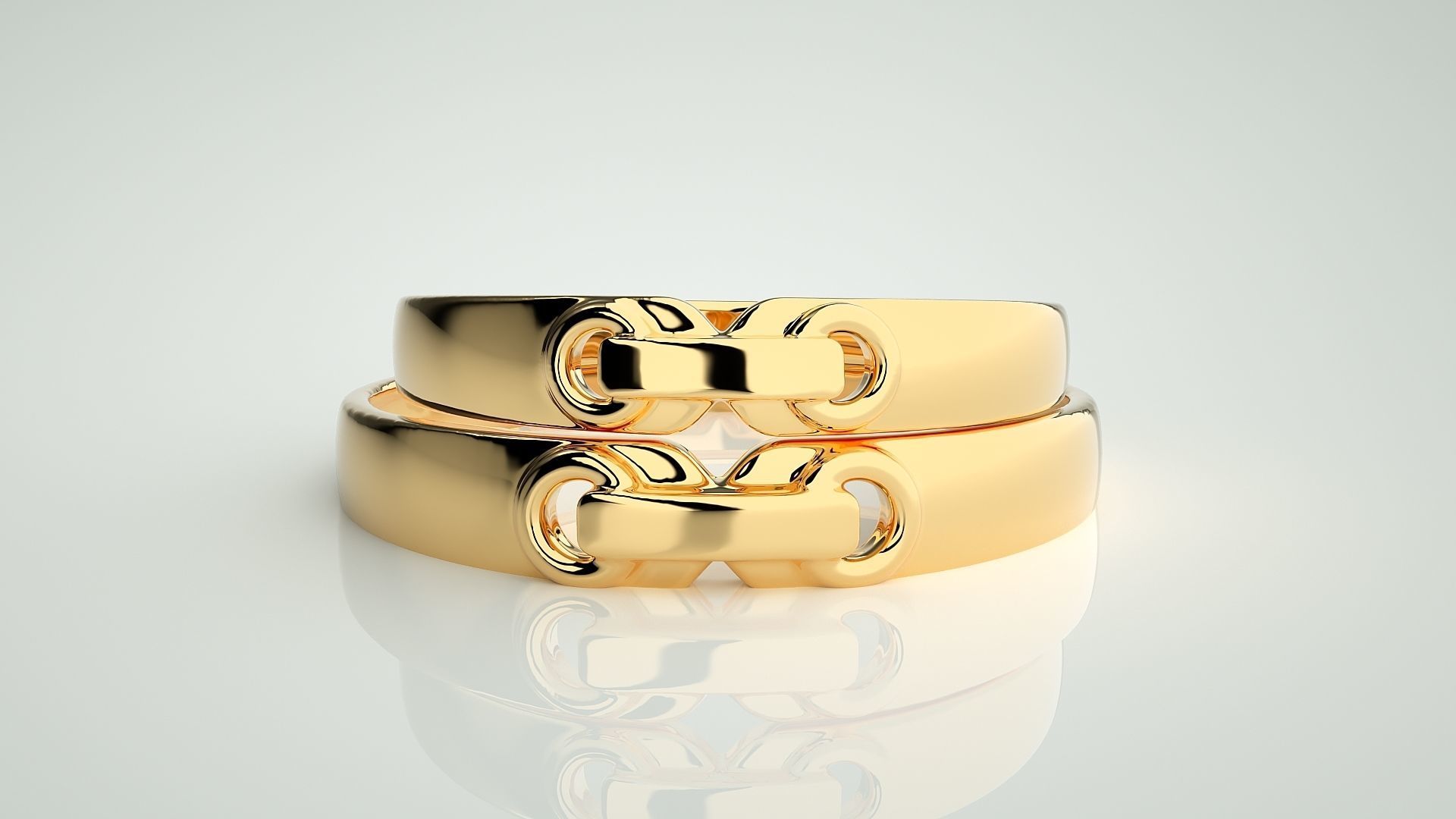 Link Tie Couple Band Ring 3dm stl render detail  3D print model_11