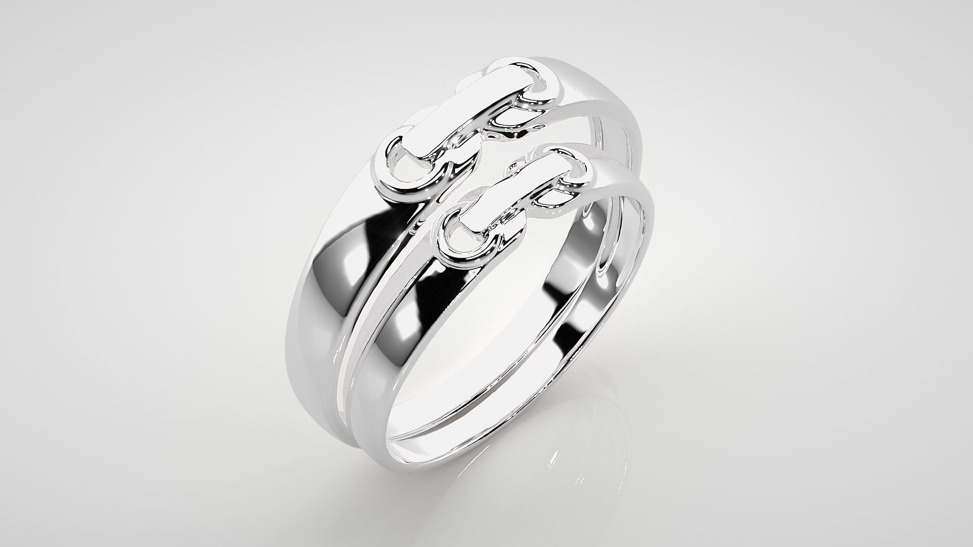 Link Tie Couple Band Ring 3dm stl render detail  3D print model_8