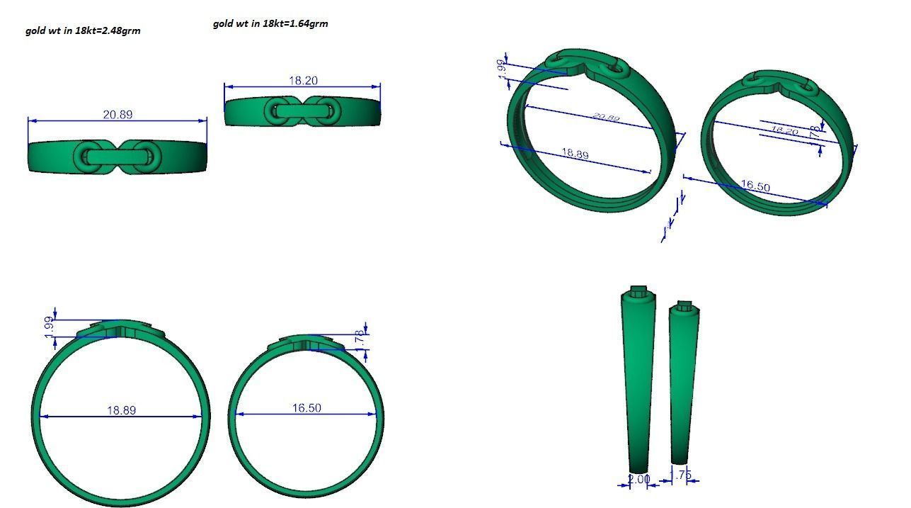 Link Tie Couple Band Ring 3dm stl render detail  3D print model_3