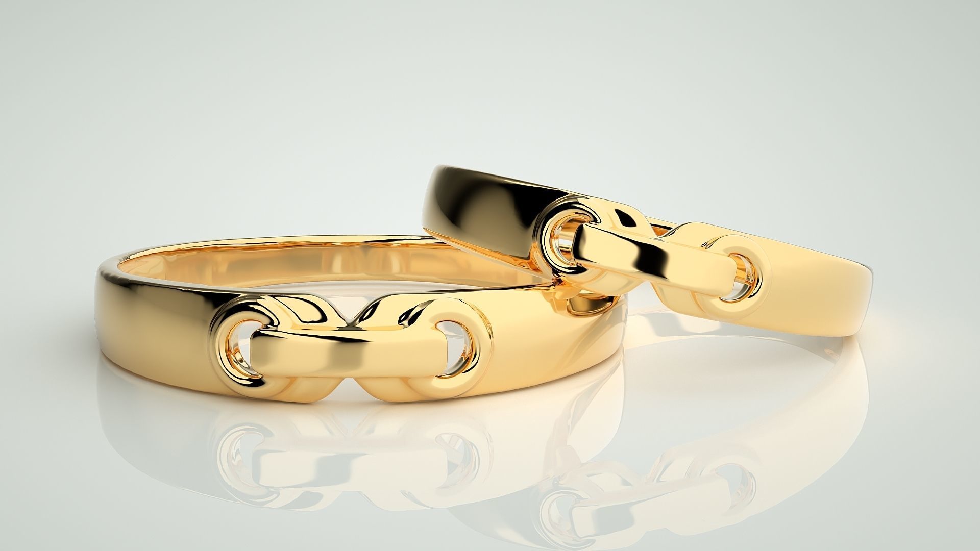 Link Tie Couple Band Ring 3dm stl render detail  3D print model_9