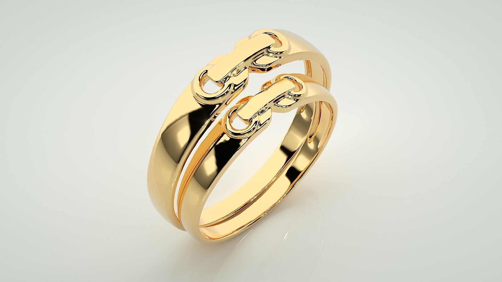 Link Tie Couple Band Ring 3dm stl render detail  3D print model_12