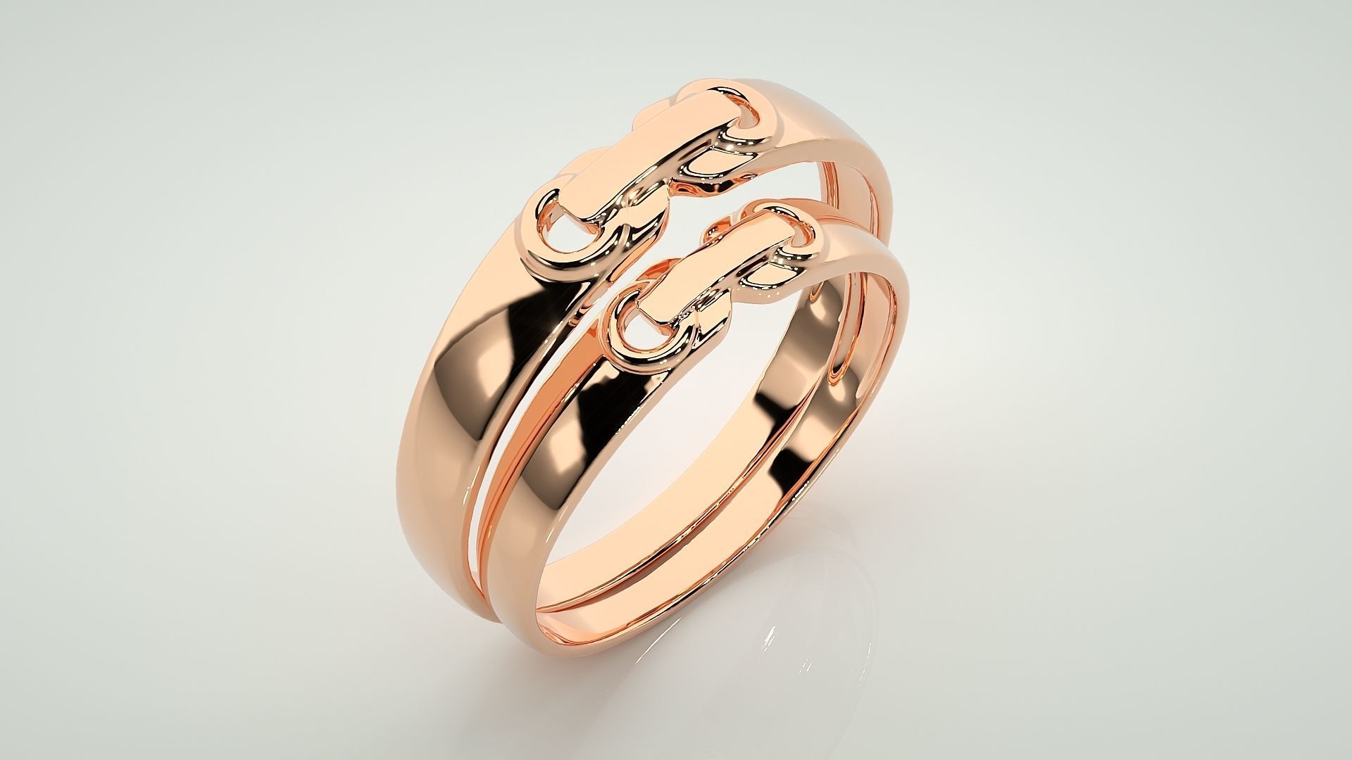 Link Tie Couple Band Ring 3dm stl render detail  3D print model_4