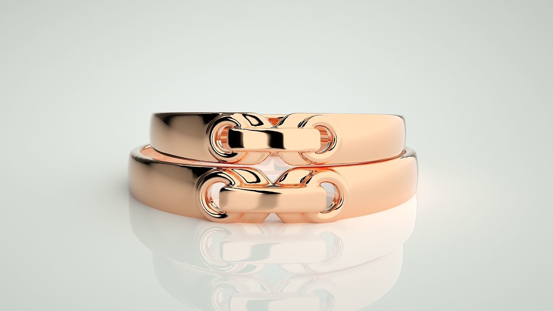 Link Tie Couple Band Ring 3dm stl render detail  3D print model_2