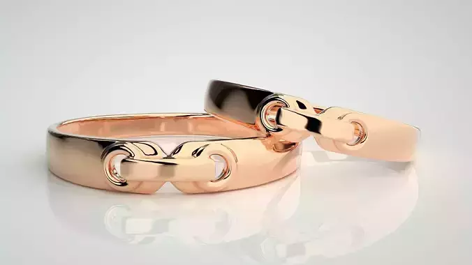 Link Tie Couple Band Ring 3dm stl render detail  3D print model