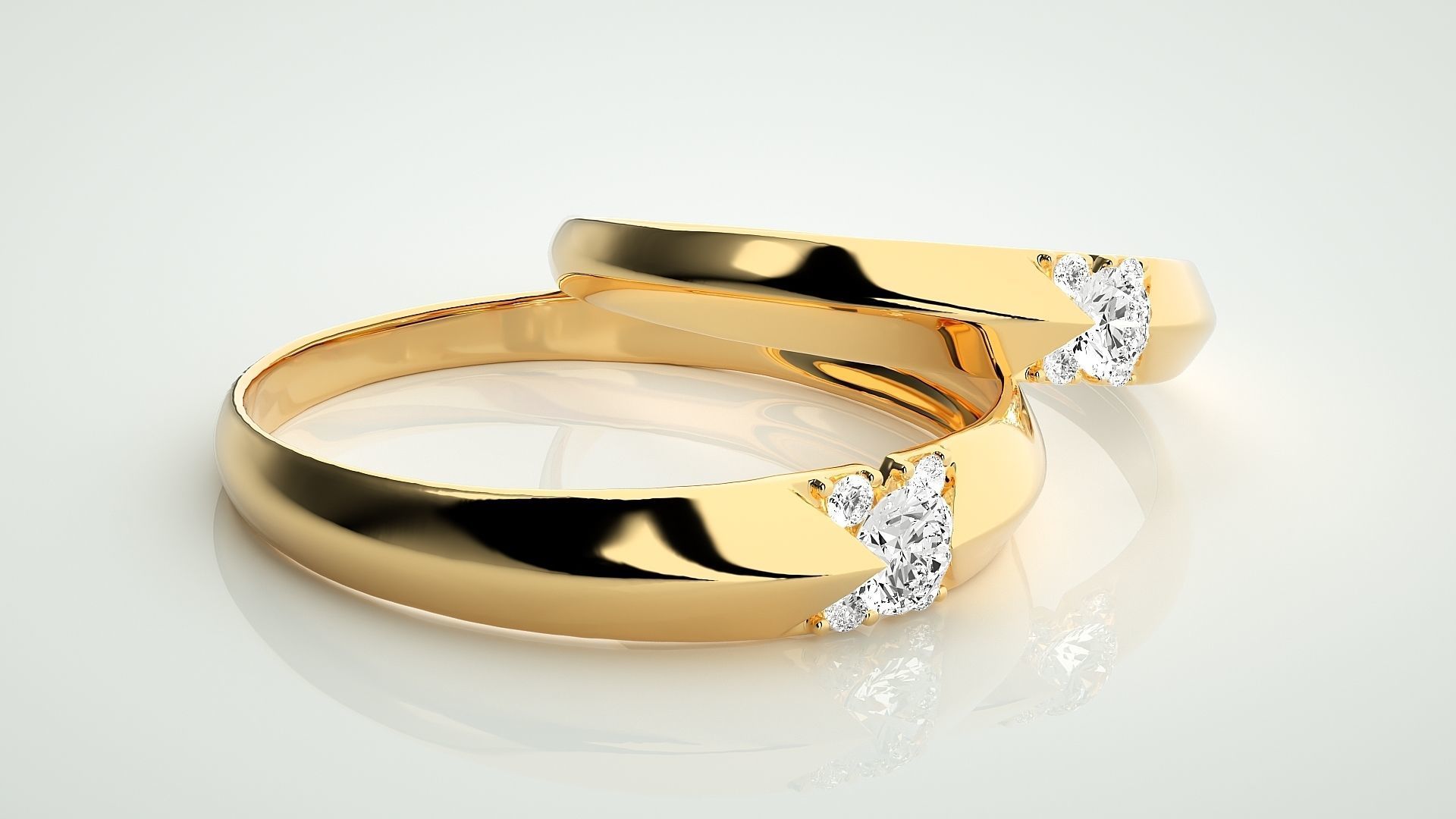 Solitaire Couple Band Ring 3dm stl render detail 3D print model_10