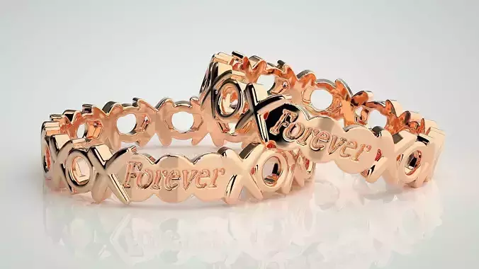 Forever XO Couple Band Ring 3dm stl render detail  3D print model Forever XO Couple Band Ring 3dm stl render detail  3D print model