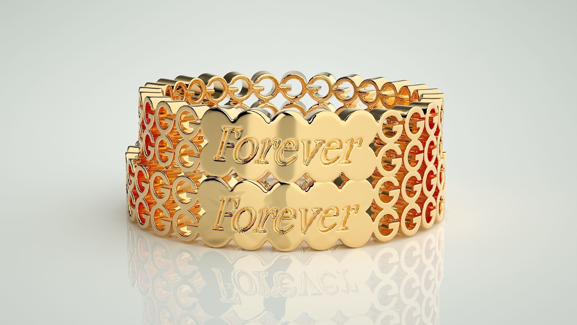 Plain Gold Couple Band Ring 3dm stl render detail 3D print model_11