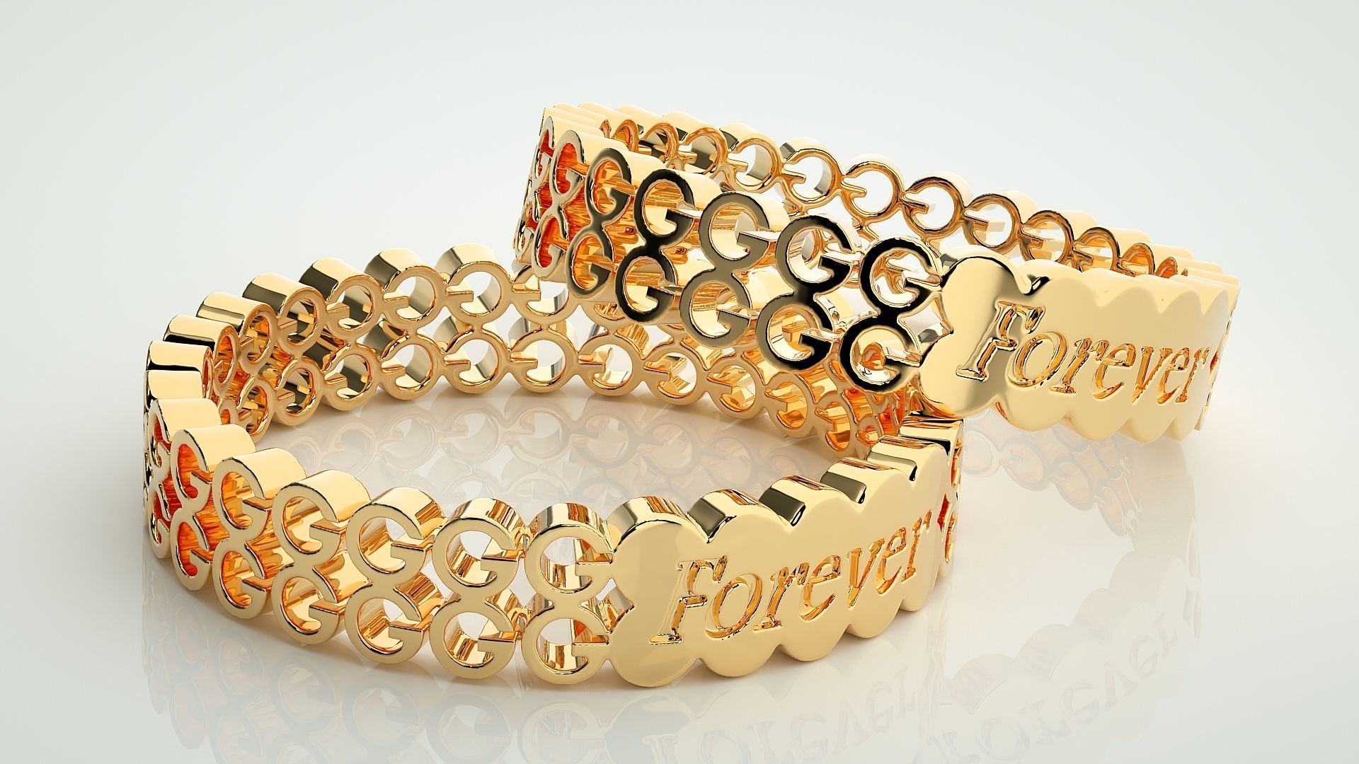 Plain Gold Couple Band Ring 3dm stl render detail 3D print model_10