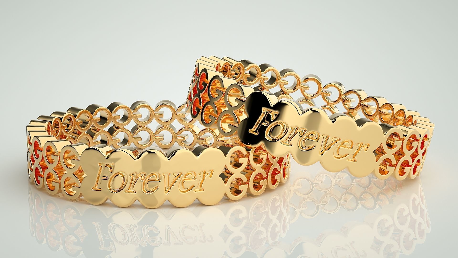 Plain Gold Couple Band Ring 3dm stl render detail 3D print model_9