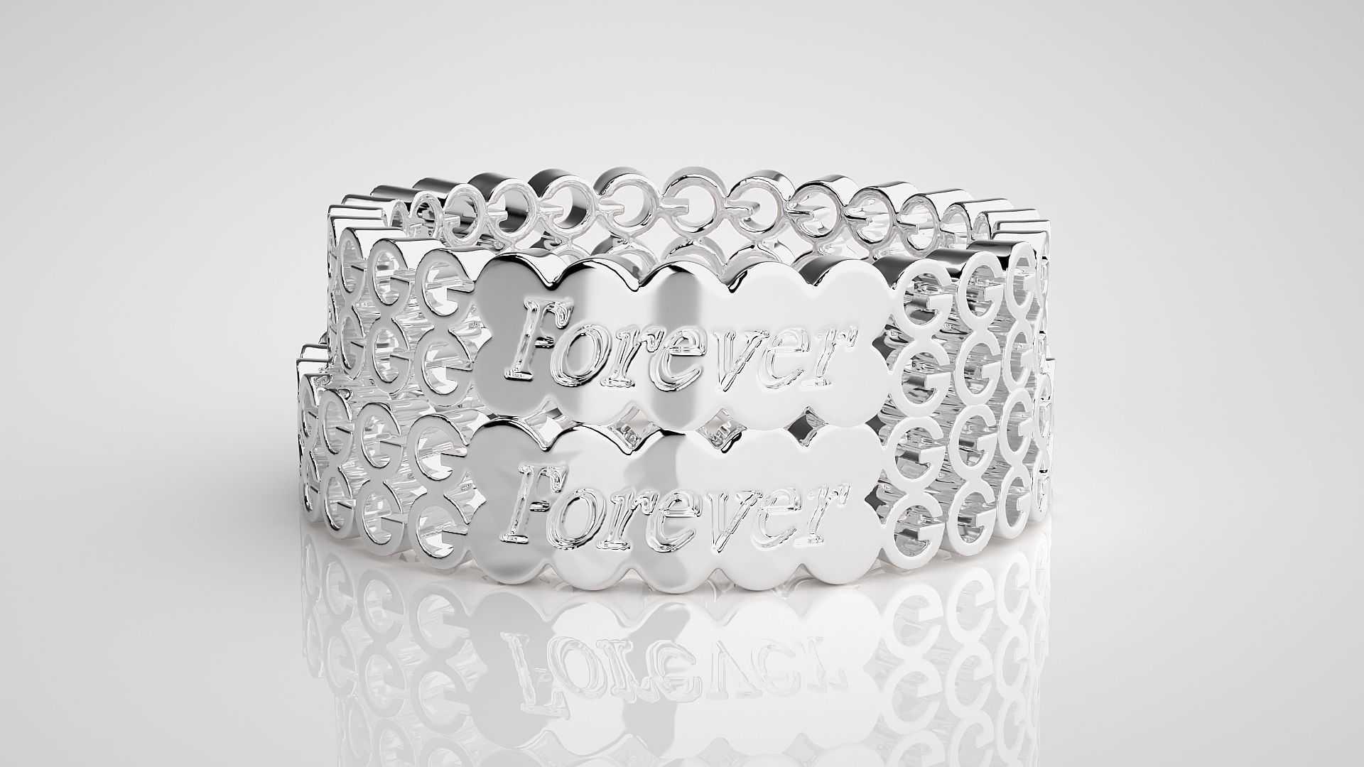 Plain Gold Couple Band Ring 3dm stl render detail 3D print model_7