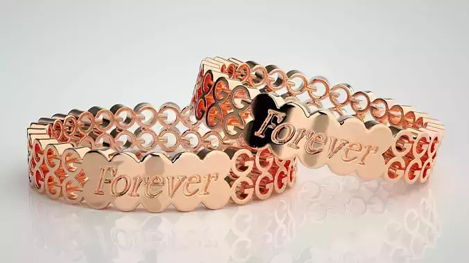  Plain Gold Couple Band Ring 3dm stl render detail  3D print model