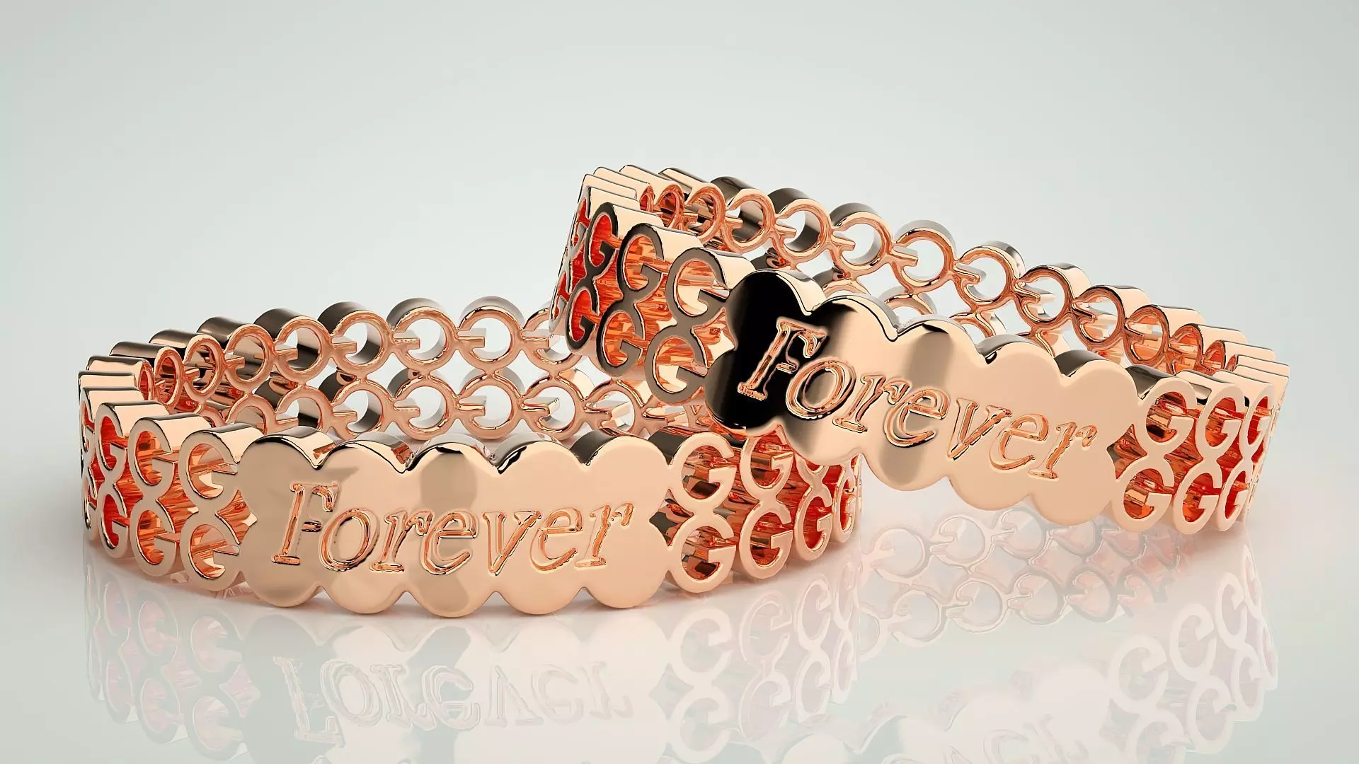 Plain Gold Couple Band Ring 3dm stl render detail 3D print model_0