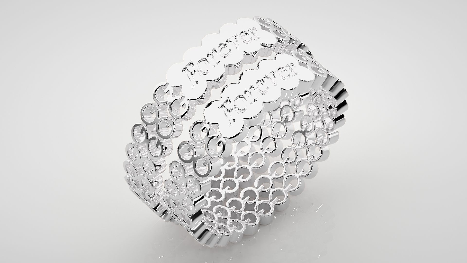 Plain Gold Couple Band Ring 3dm stl render detail 3D print model_8